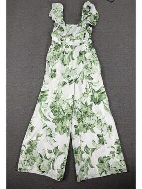 Taylor Womens S Flutter Sleeve Jumpsuit Floral Wide Leg Cropped Beachy Spring